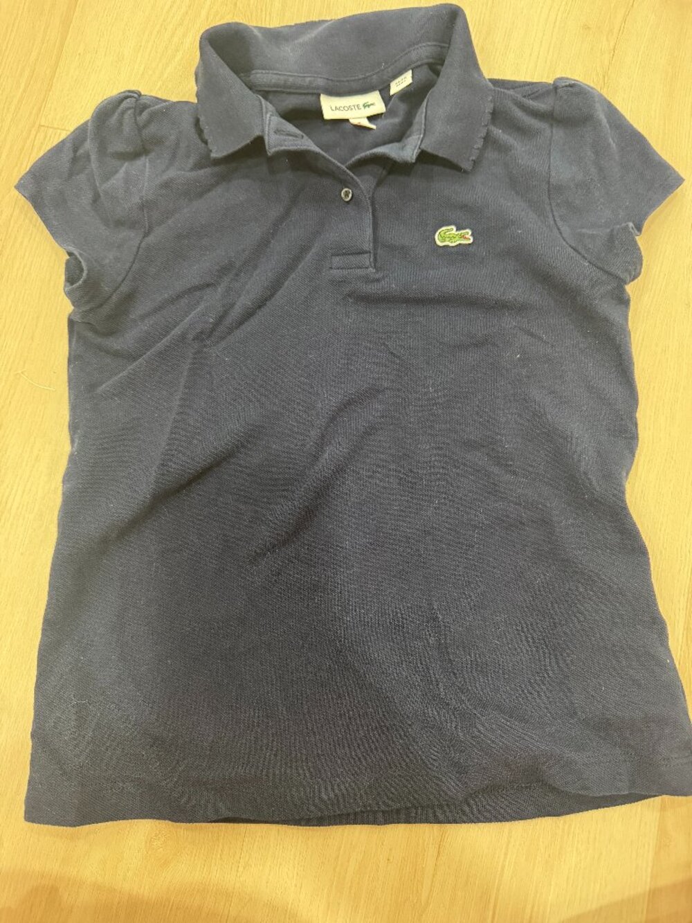 Lacoste Girls Navy Piqué Polo Dress Croc Logo Cap Sleeve Size 8